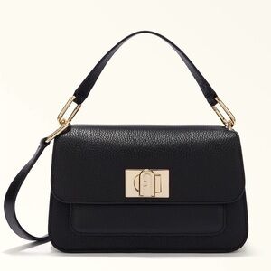 NWT Furla Ella Top Handle/Shoulder Bag in Nero Black